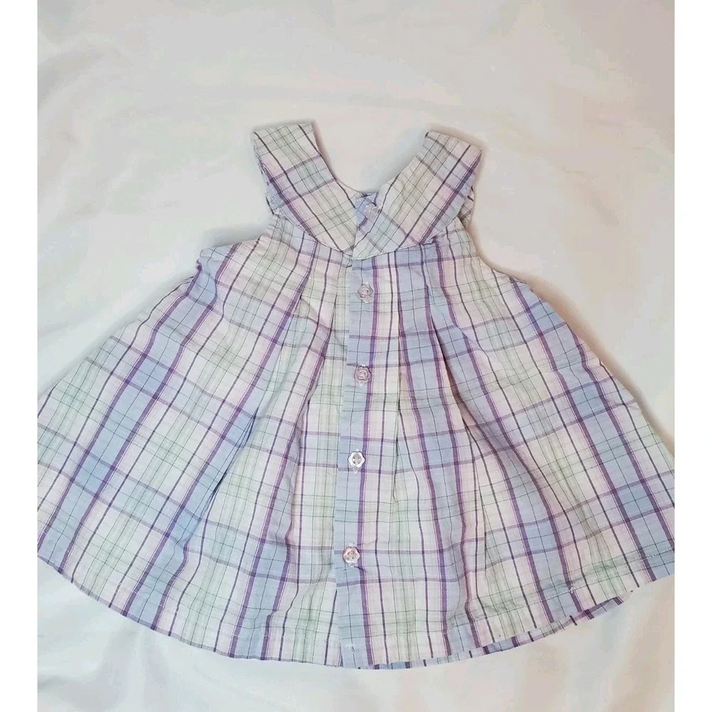Vtg‎ Disney Winnie The Pooh Classic Dress Plaid Lavender Baby 6 Mo Embroidered